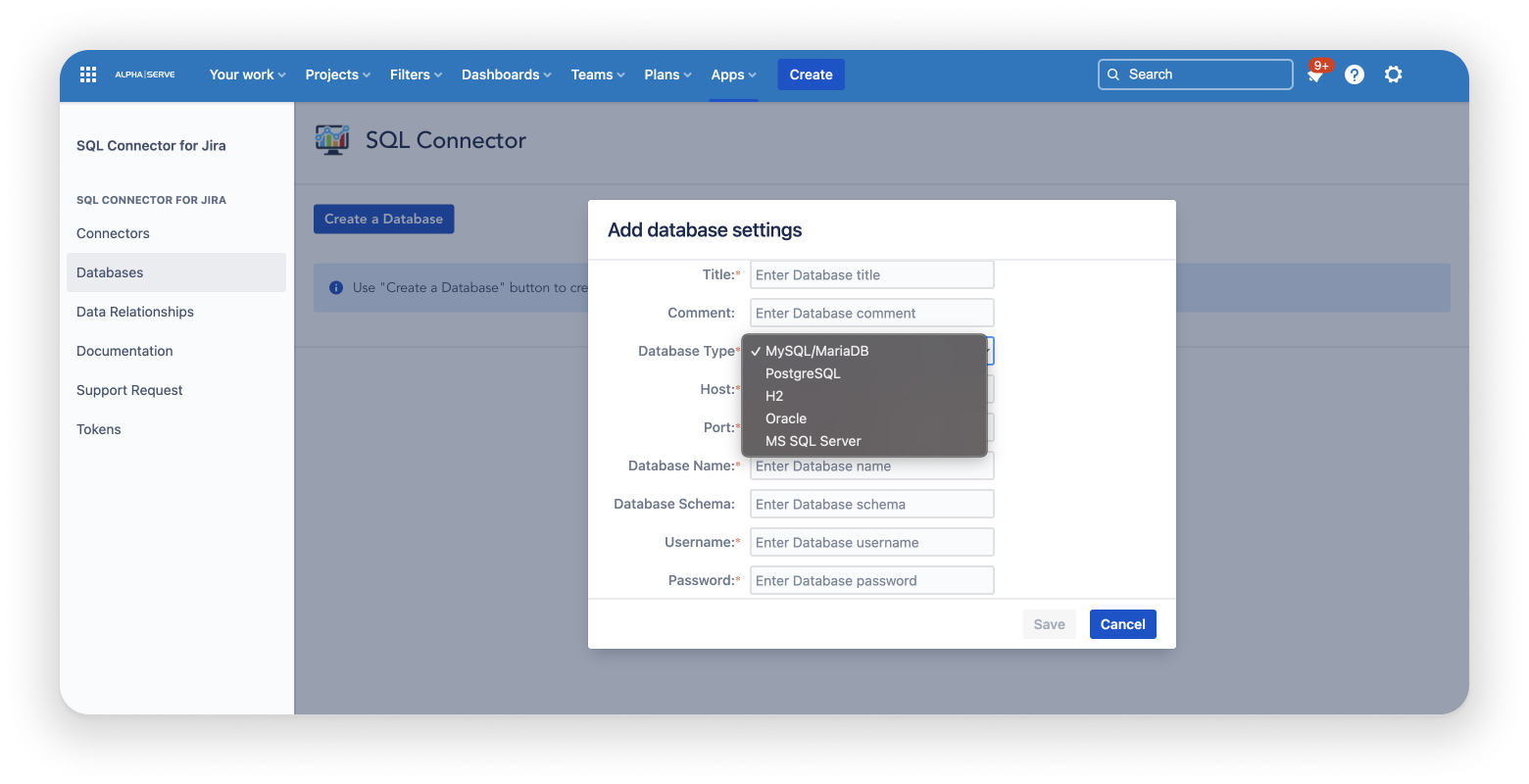 screenshot of SQL Connector for Jira